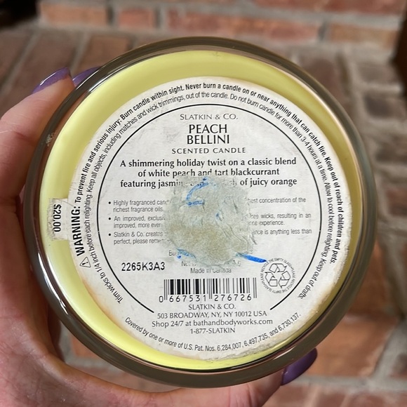 NEW Slatkin & Co Peach Bellini 3 Wick Jar Candle - Picture 4 of 4